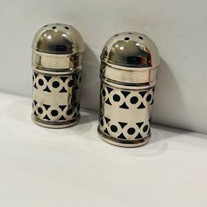 Apex EPNS England Silver Plated Mini Salt Pepper Shakers Cobalt Glass Interior